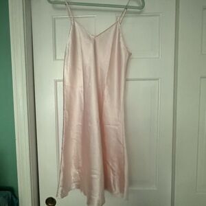 Pink Satin Chemise with Spaghetti Straps